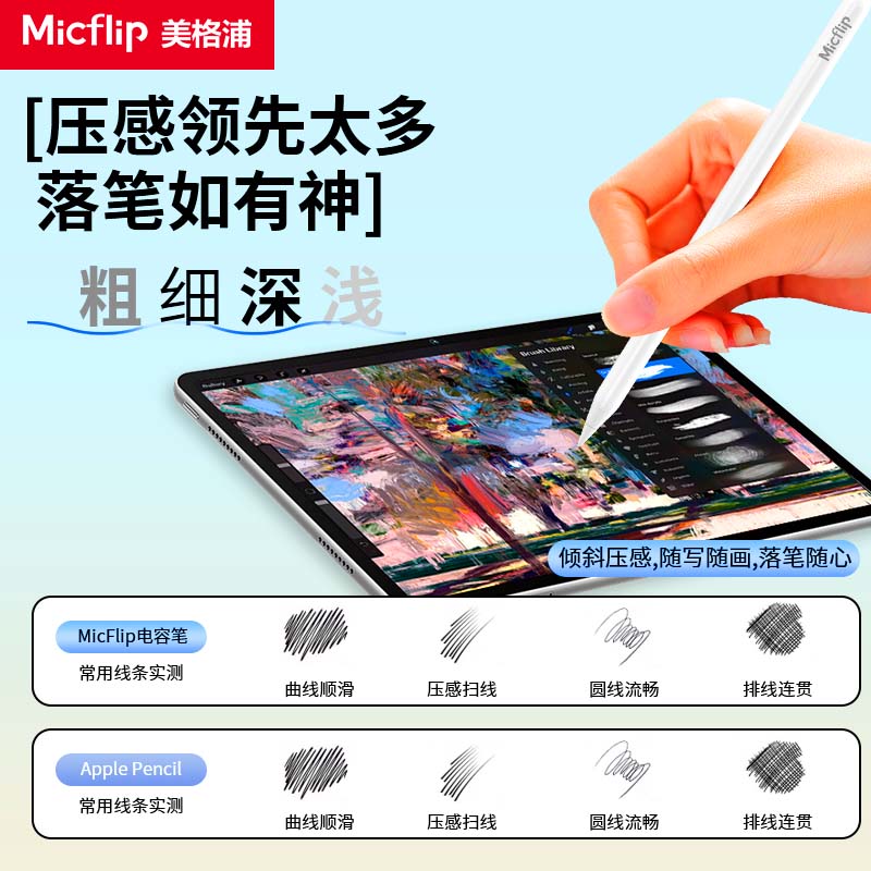 美格浦Micflip 苹果认证Apple pencil Findmy防丢查找适用平板电容笔ipad 11触控平板air7笔尖ipad触屏笔 2只装【查找定位】新升级苹果认证平板电容笔ipad