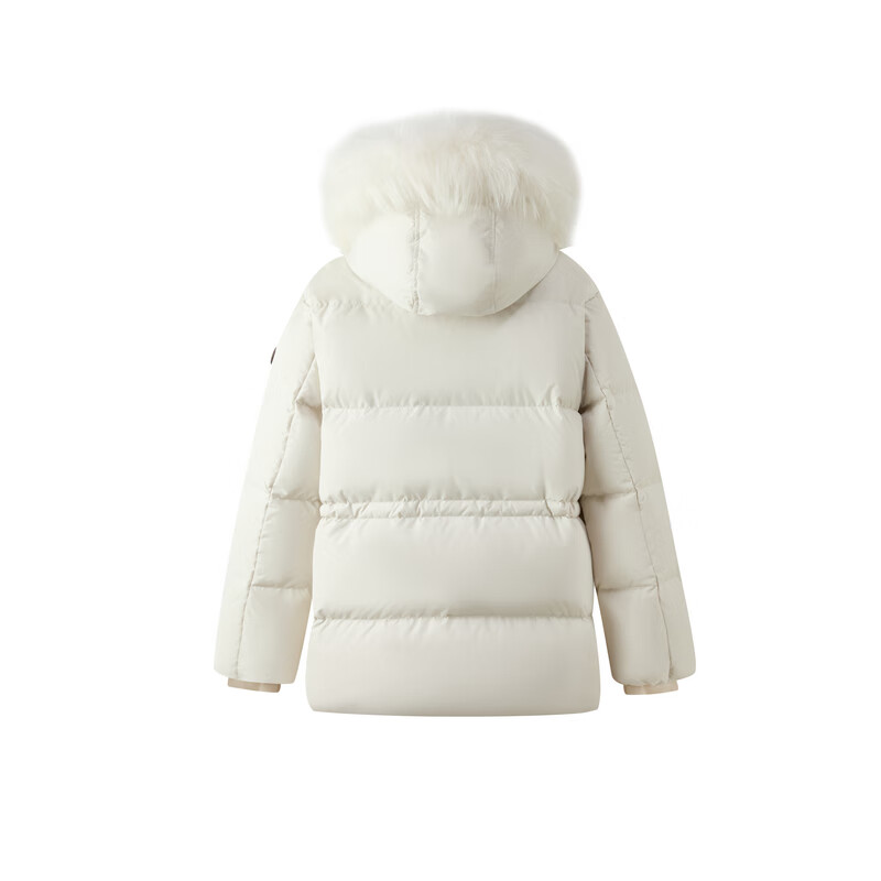 ELAND衣恋羽绒服女时尚毛领长袖大口袋保暖外套2025冬季新款 象牙白/白色(39)Ivory S /160