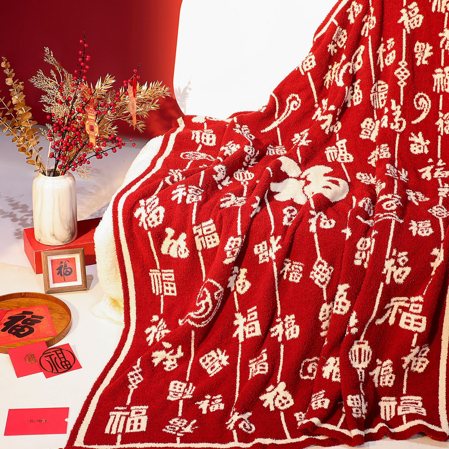 上新了文创 故宫百福毯 午睡毛毯子盖毯空调被 送闺蜜新婚结婚生日礼物 130*150cm