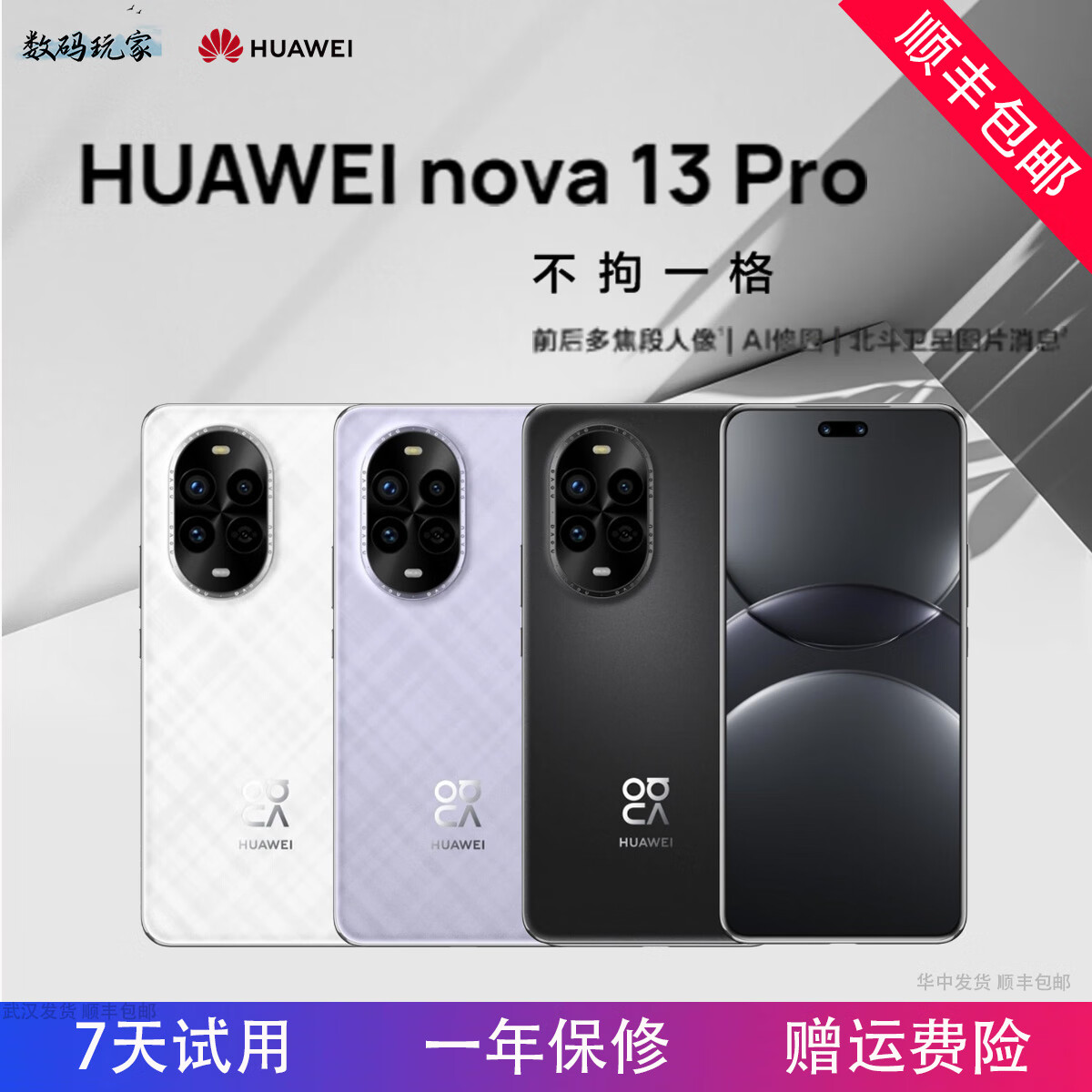 华为（HUAWEI）Huawei/华为 nova 13 Pro 鸿蒙拍照手机nova12pro拍照nova12Ultra 洛登绿   12GB+256GB  套餐二
