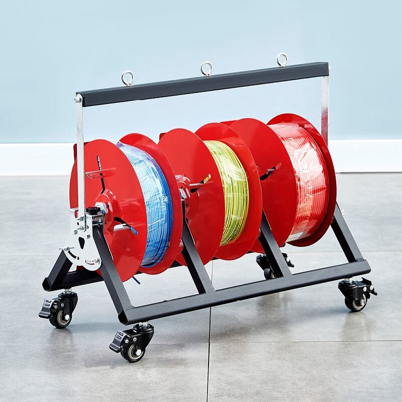 新款电线放线架带轮子放线神器可折叠BV线三线多线家装线电工工具 老款放线单盘 6平方及以下