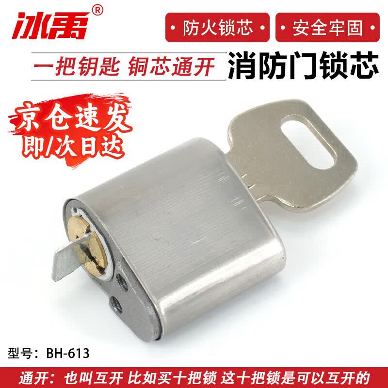 冰禹 消防门锁芯 防火门锁芯通道锁芯逃生锁电箱锁 铜芯通开（一把钥匙）BH-613