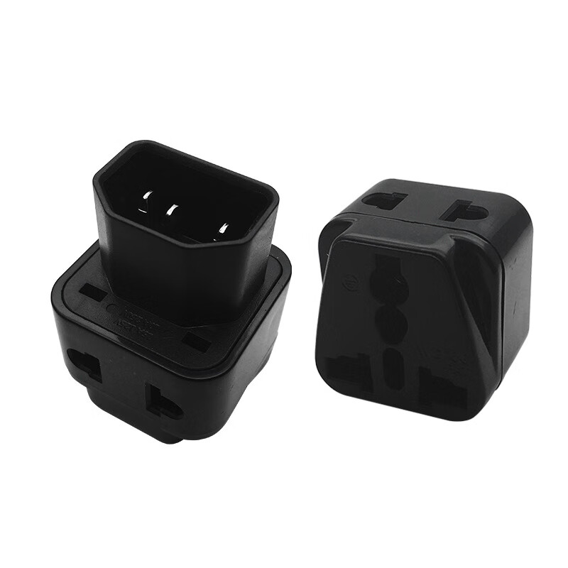 春程C19 PDU机柜电源转换器一转二插座电脑C5C7转接头UPS服务器IEC320C14转C13品字公母头梅花八字插头 C14品字一转二转换头 10A/16A 250V