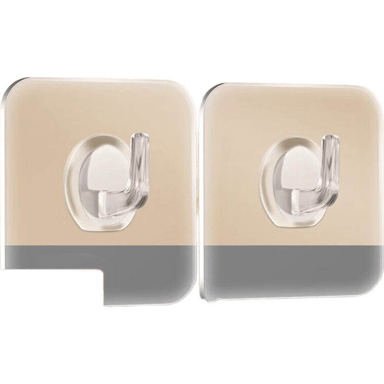 固定晾衣架防水牛角挂钩强力粘胶贴透明无痕免打孔 牛角挂钩【2个】