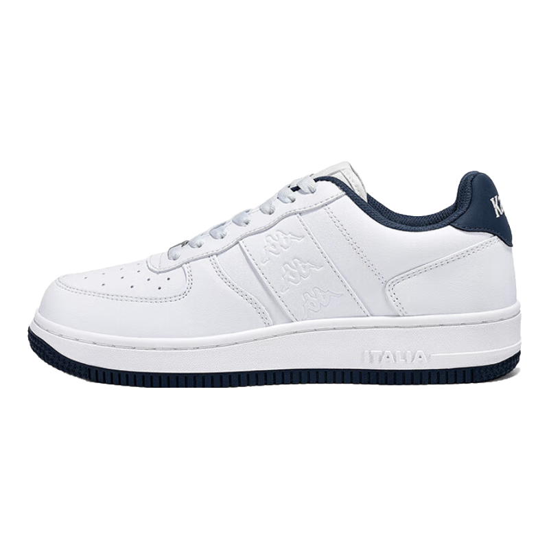 Kappa卡帕女鞋百搭加绒板鞋女2025冬季新款小白鞋厚底保暖运动鞋子女 经典白/海昌蓝（加绒款） 38