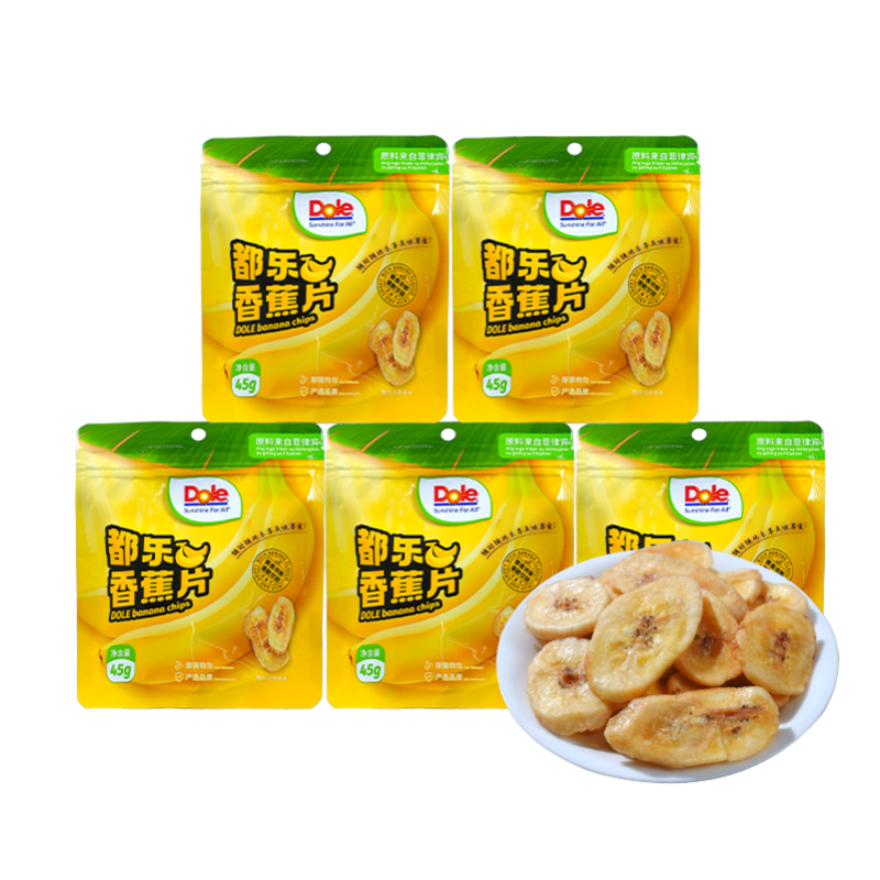 ���֣�DOLE���㽶Ƭ45g*5�� ���ɱ����� �㽶���۽����ɶ�ͯ��ʳ ���ϰ�װ���� 27.49Ԫ