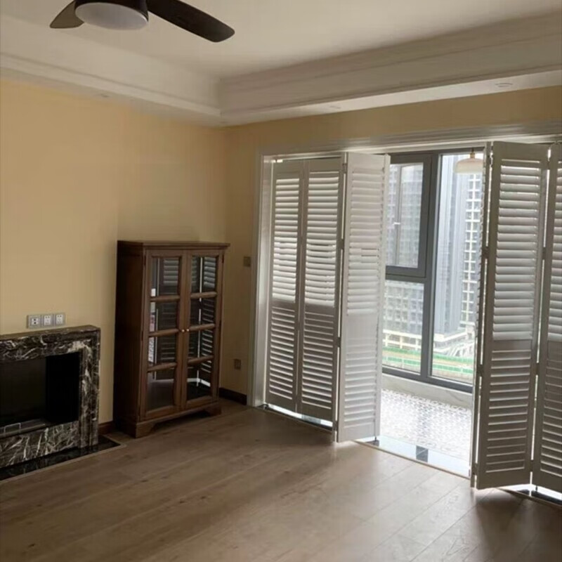 窗百叶门透气窗折叠门移门推拉门书房阳台衣帽间隔断 白色实木