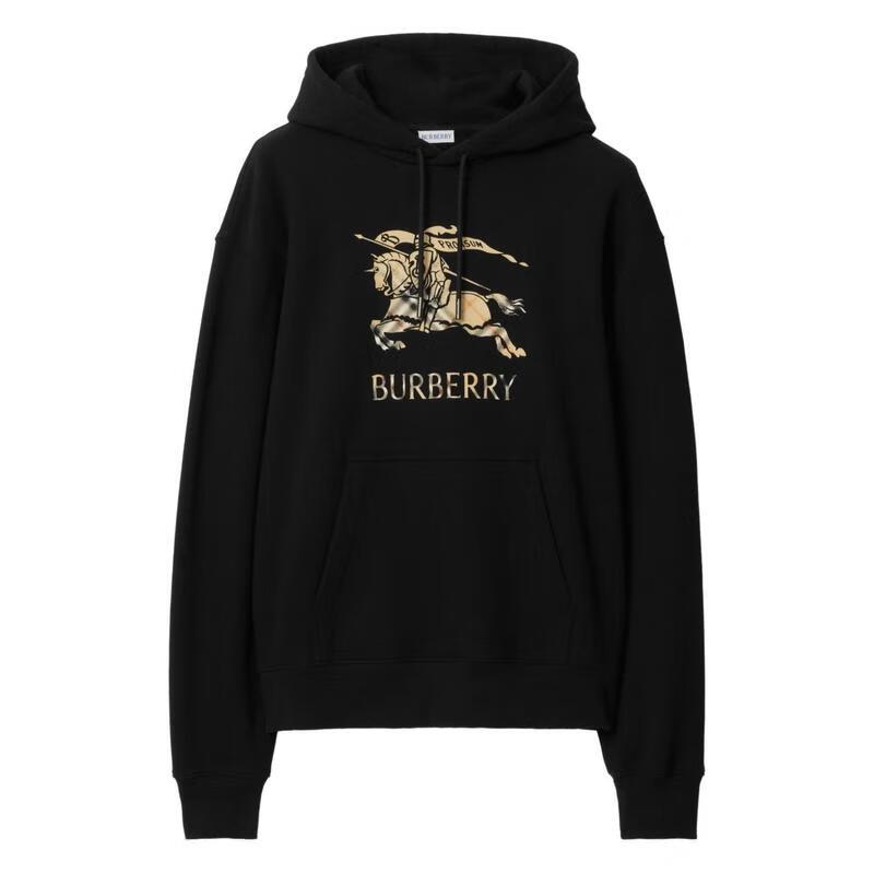 博柏利（BURBERRY） 新季品 轻奢 男士 渐变马术骑士徽标棉料连帽衫 黑色 20 | L