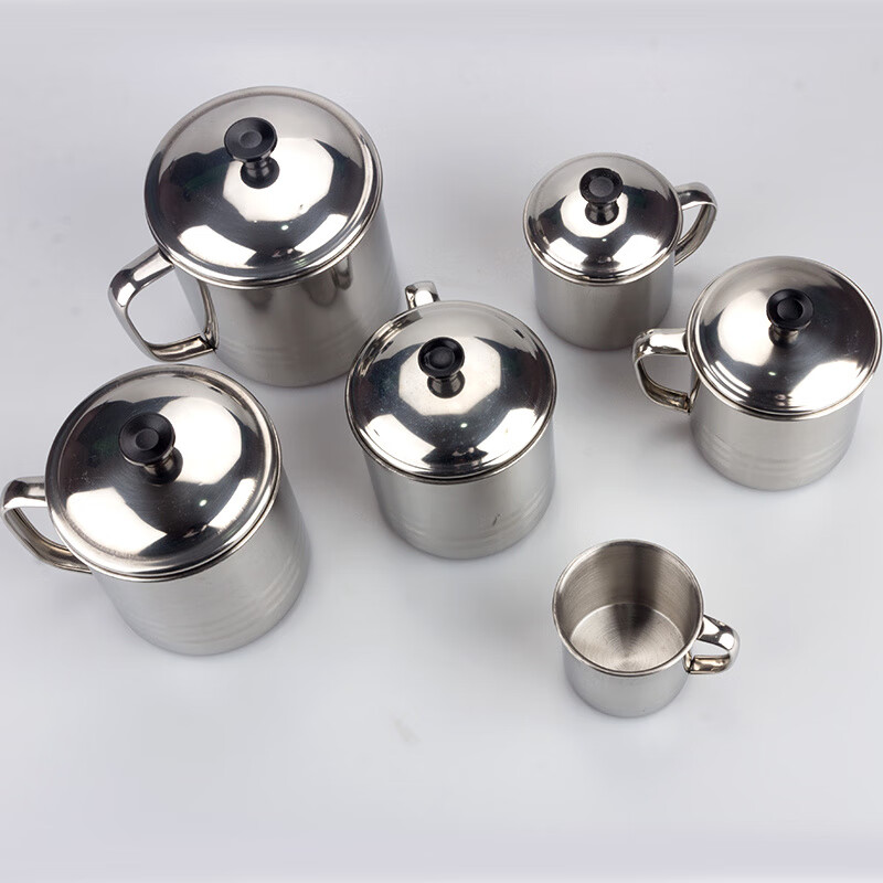 不锈钢茶缸水杯带盖茶杯子带手柄铁杯子成人家用儿l童 9cm带盖 201材质