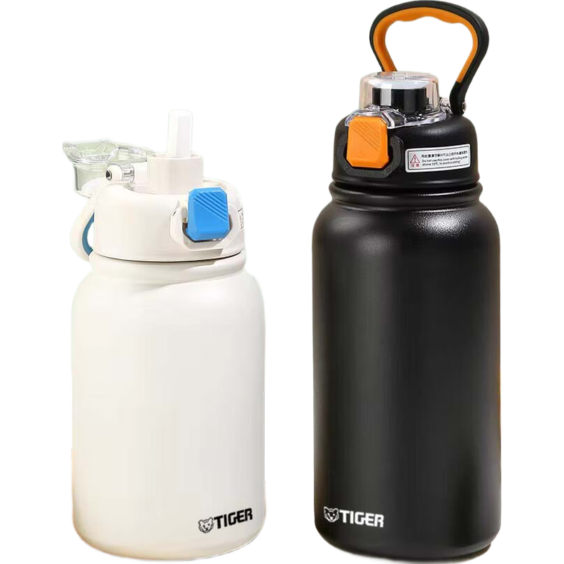 虎牌香港直邮大容量吸管保温杯316不锈钢学生随行户外水杯 曜石黑600ml直饮吸管两用+杯套