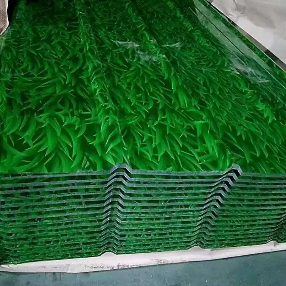 瓦铁皮加厚彩钢压型板屋顶防雨雨棚板钢结构厂房围挡护栏 小草色非标