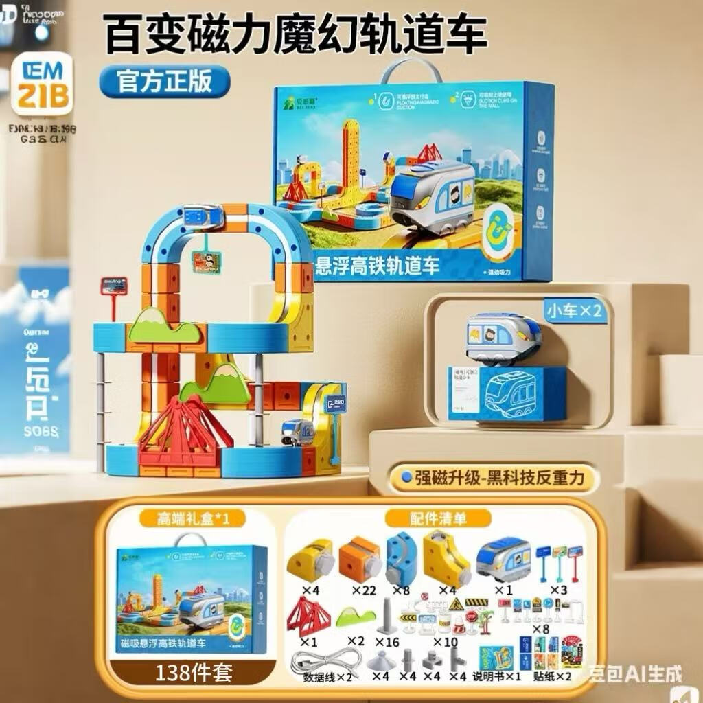 【送孩子礼物】磁力积木轨道车火车玩具创意拼搭益智生日礼物男孩 【顶配典藏款】百变磁吸轨道141件套（15000+玩法）