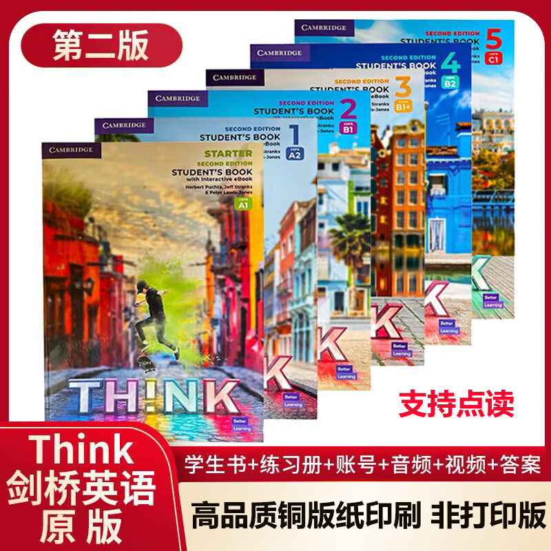 【官方】新版第二版剑桥THINK剑桥教材中学think Starter1-5级课本+练习册 点读 新版第二版全套12本【A1-C1】课本+练习册