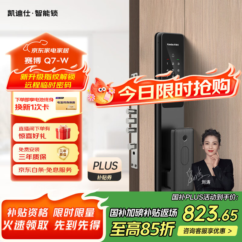 凯迪仕（kaadas） 智能锁 指纹识别防盗门锁密码锁 入户门电子智能锁 赛博Q7-W