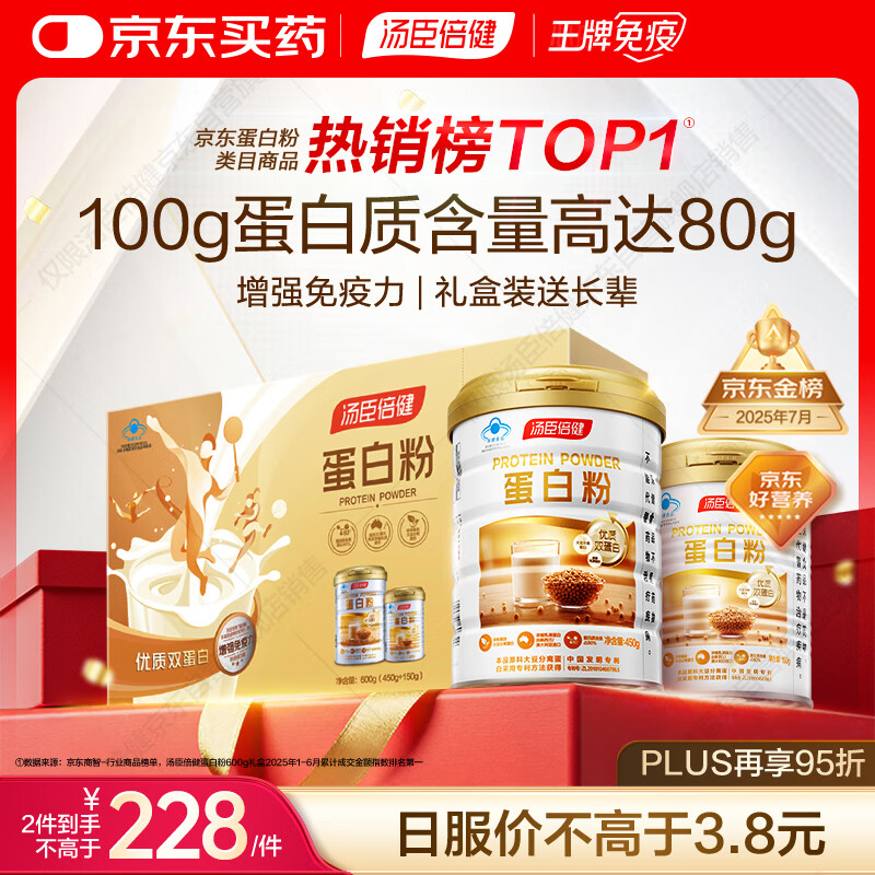 汤臣倍健蛋白粉600g增强免疫力 乳清蛋白粉儿童青少年中老年礼盒送礼