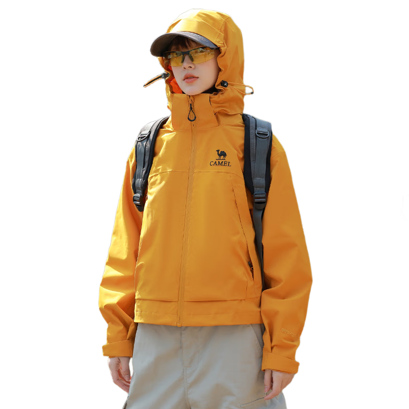 骆驼女装冲锋衣短款小个子外套新款三合一抓绒内胆防泼水防风夹克