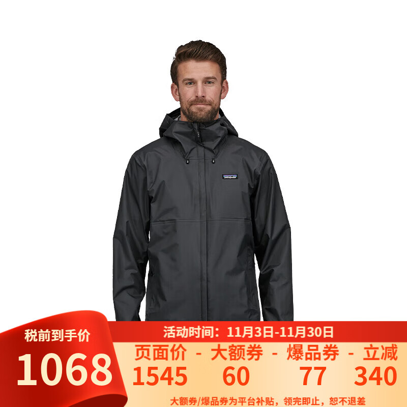巴塔哥尼亚（Patagonia）男女防水潮流冲锋衣 Torrentshell3L  85240/85241-男款BLK-黑色 M