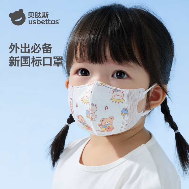贝肽斯儿童口罩3d立体宝宝婴幼儿3到6岁一次性婴儿专用防护口耳罩 欢乐颂曲(32片装)【7A级抑菌儿童专用】 S码【0-3岁】耳绳款