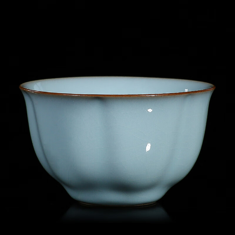 廷懷（TING·HUAI）汝窯茶杯 陶瓷功夫茶杯品茗杯主人杯單杯汝州汝瓷葵口杯 廷懷窯汝窯天青葵口杯