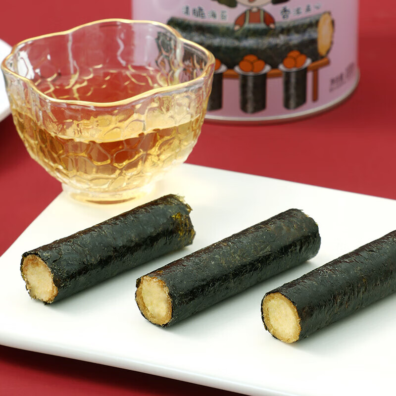 味滋源海苔夹心卷 蛋黄肉松味罐装夹心海苔卷紫菜卷 儿童即食 休闲零食 3口味组合:肉松/蟹黄/咸蛋味(100g*3罐)