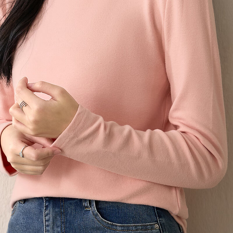 子牧棉麻秋冬装 女韩版双面磨毛德绒高领长袖打底衫加厚保暖上衣8677 云杉绿高领德绒款 加厚 2XL (建议130-145斤)