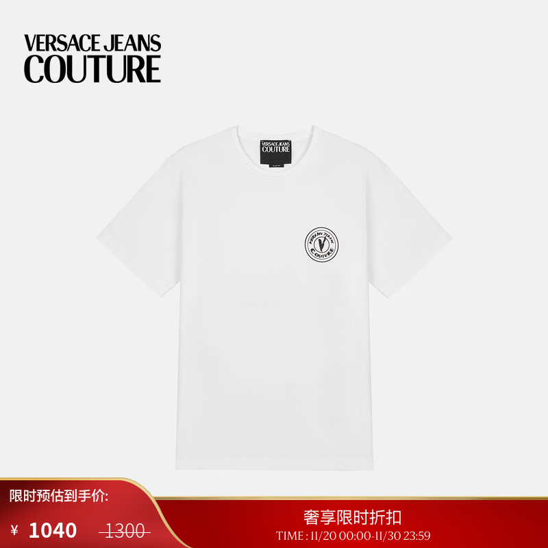 VERSACE JEANS COUTURE 【季末优惠】V-Emblem刺绣T恤 E003-白色 XS