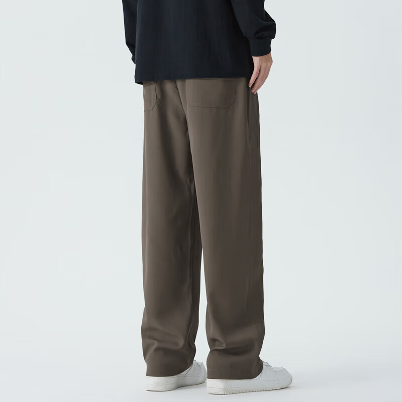 七丝记【达人专属】直筒休闲西裤男款垂坠感垂感长裤宽松阔腿裤BY-K8977 黑色 M