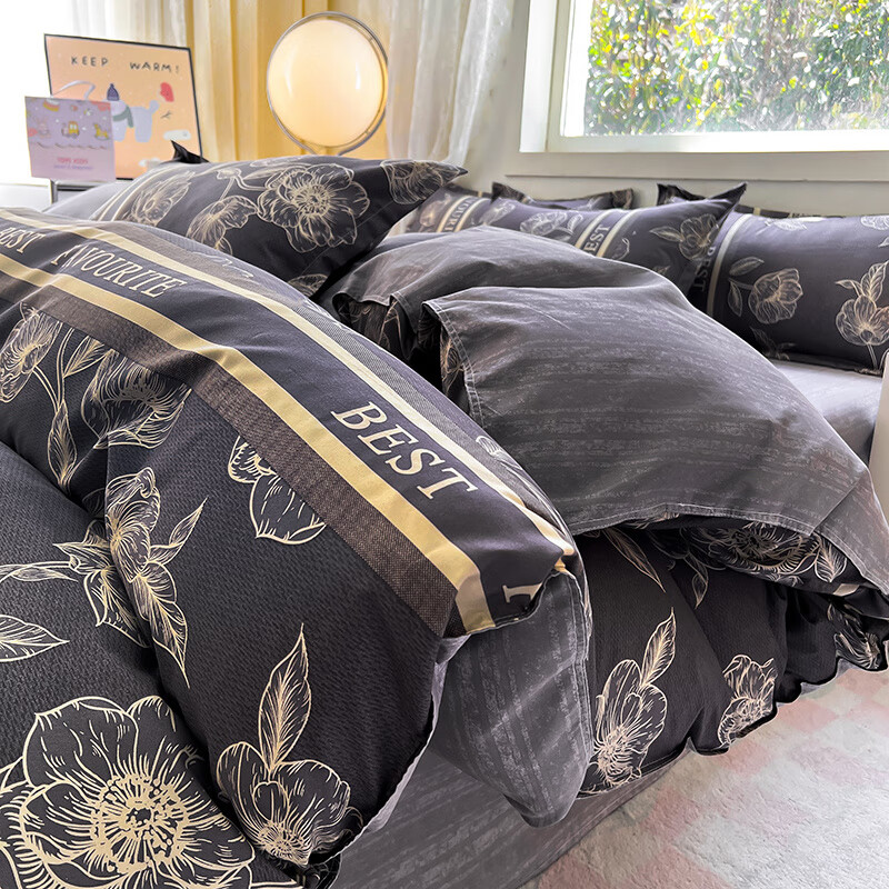 浪莎（LangSha）水洗棉被套单件150x200x230学生宿舍单人被罩单个被单非全棉纯棉 朝花夕拾 单被套 150cm*200cm