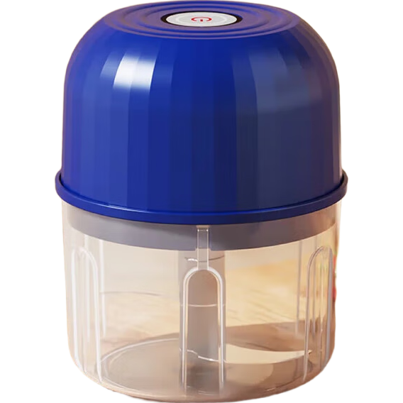 绞肉机小型打蒜器家用绞蒜切蒜器多功能辅食料理机电动蒜泥神器蒜蓉机自动切菜机压蒜器 宝蓝色 0.26L 3页刀