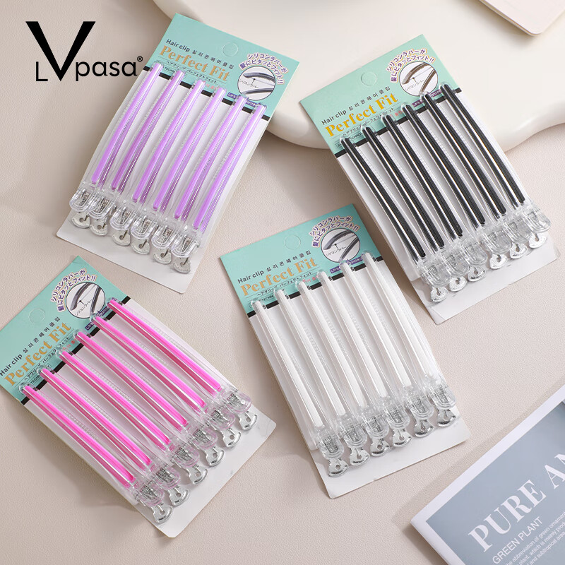 LVPASA理发店烫染剪发无痕夹美发夹子发型师用分区固定鸭嘴夹造型女生用 【6个】-白色