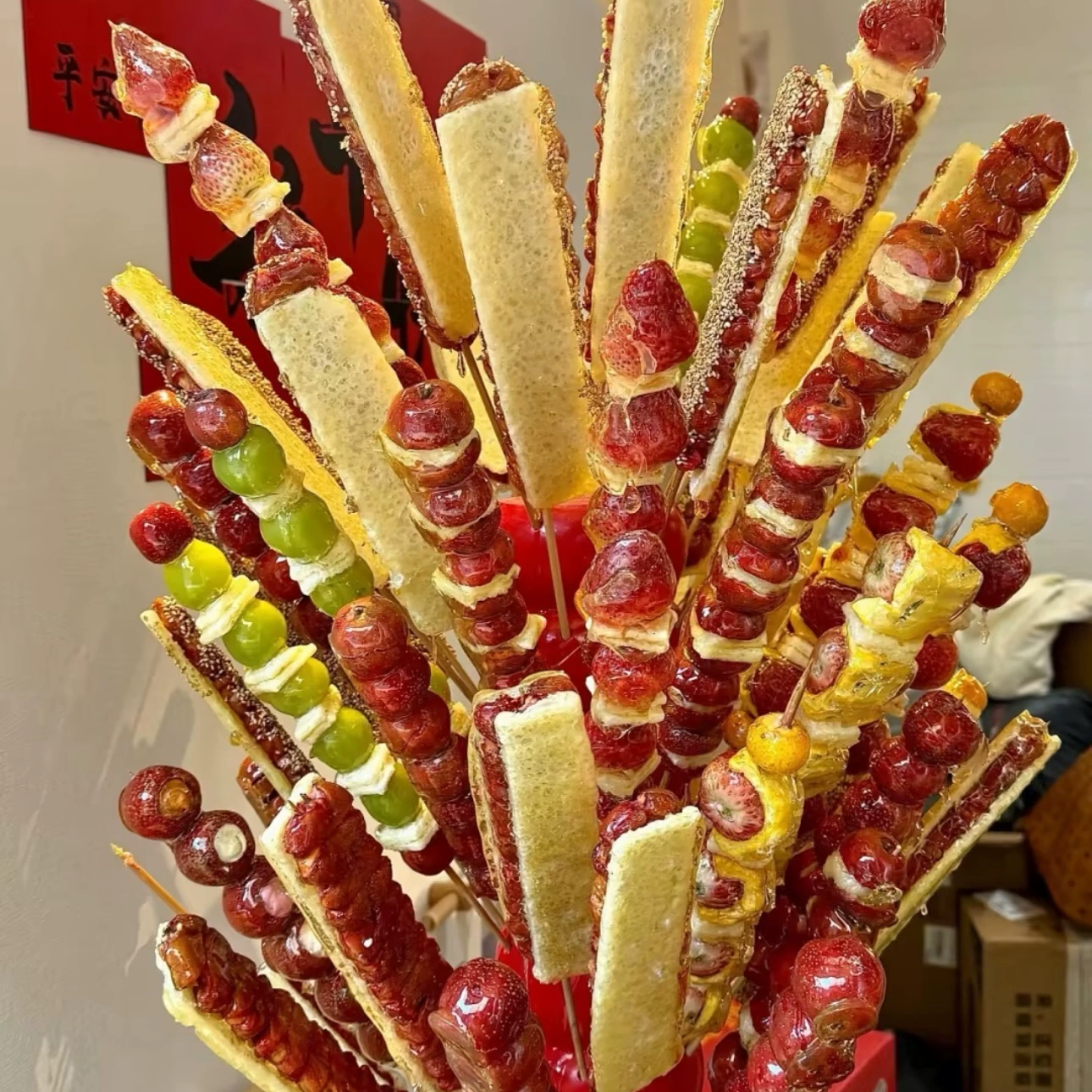 北京奶皮子冰糖葫芦山楂草莓晴王葡萄奶皮子糖葫芦代买快递包邮 无核圆山楂奶皮子糖葫芦1串