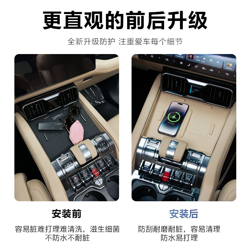 MDUG 2025款方程豹8无线充电硅胶垫内饰装饰专用改装下中控垫防刮耐磨 方程豹8座椅下出风口保护罩【不锈钢银钛款】2件装