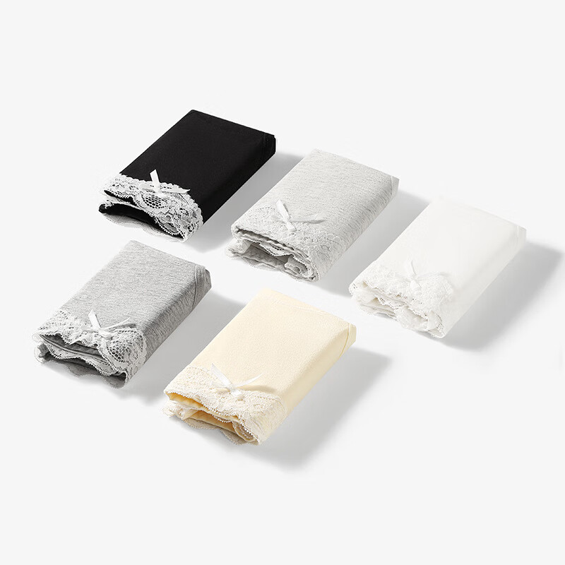 稚蝶甜美风全棉蕾丝拼接纯棉内裤10A抗菌加长棉裆包臀纯欲女士内裤 混色 4条 XL 【105-135】斤