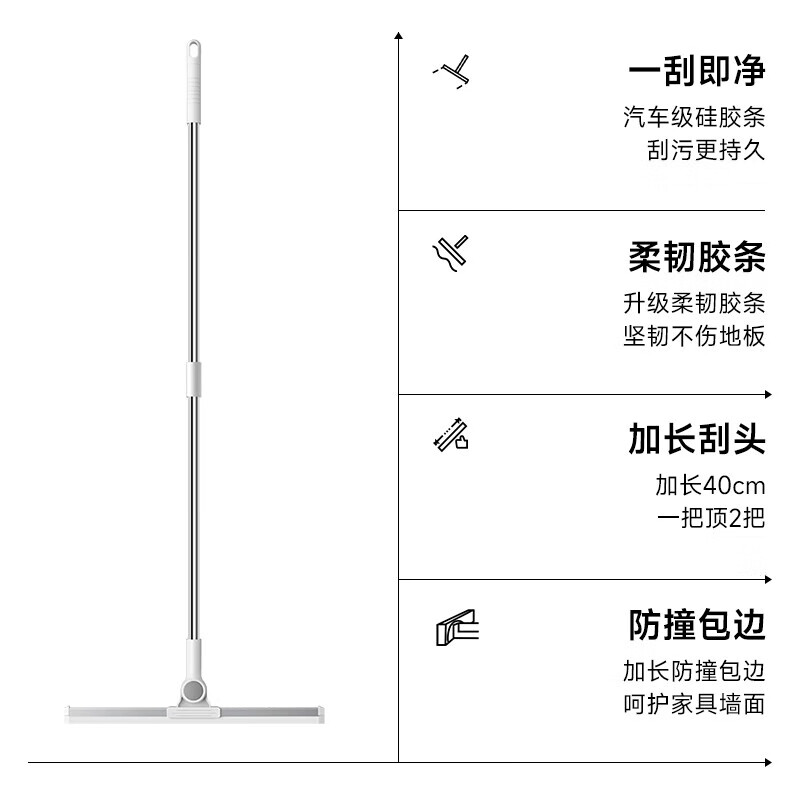 五月花硅胶魔术扫把刮水器地板刮 浴室卫生间扫水神器 【可旋转魔术扫把】40CM 3刮条