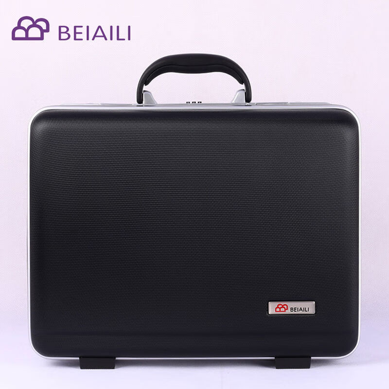 贝艾利ABS手提密码箱商务公文箱工具仪器箱包资料收费旅行登机箱 黑色 16寸41*30*12cm