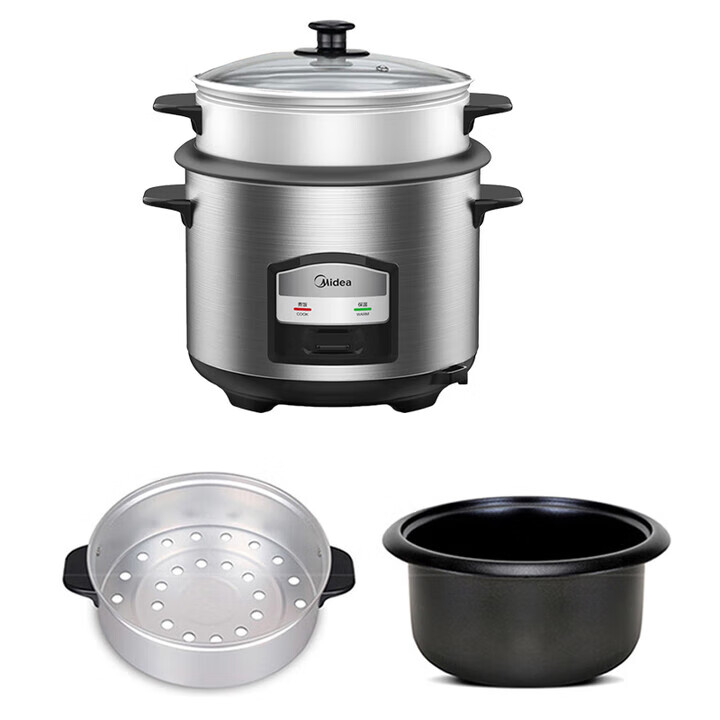 美的（Midea）电饭煲家用双层蒸煮多功能电饭锅小米粥煮粥煮饭锅带蒸笼老人用老式机械电饭煲4.5L MG-AFG4570 6.5L 【升级容量】适合6-10人