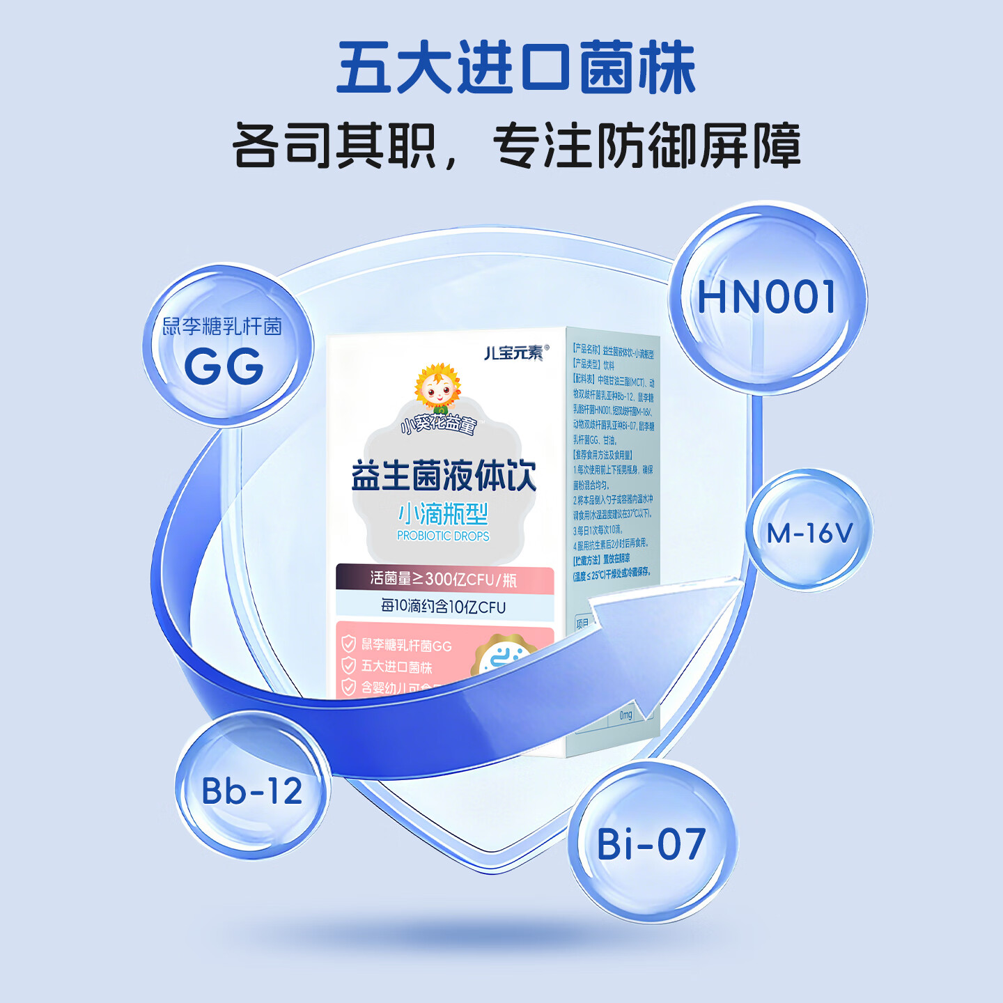 小葵花益童益生菌液体饮15ml儿童滴剂进口活菌鼠李糖乳杆菌动物双歧杆菌Bb12 15ml*3盒 【赠1盒益生菌粉】