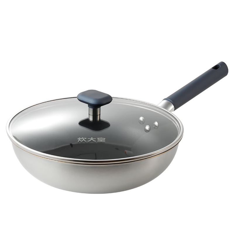 炊大皇炒锅无涂层不锈钢不粘炒菜锅家用平底炒锅30cm磁炉通用钛合TH30CG