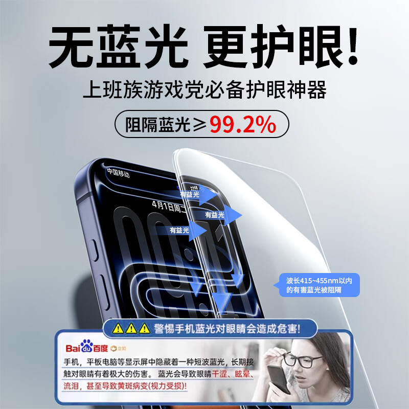 TEHAOLA特好拉【莱茵认证超护眼】适用于苹果16ProMax AR护眼膜iphone17/16/15/14/13手机膜15Pro防蓝光膜 【超清护眼丨2片装】超越AR丨德国进口丨高透不眩光 苹果17Air