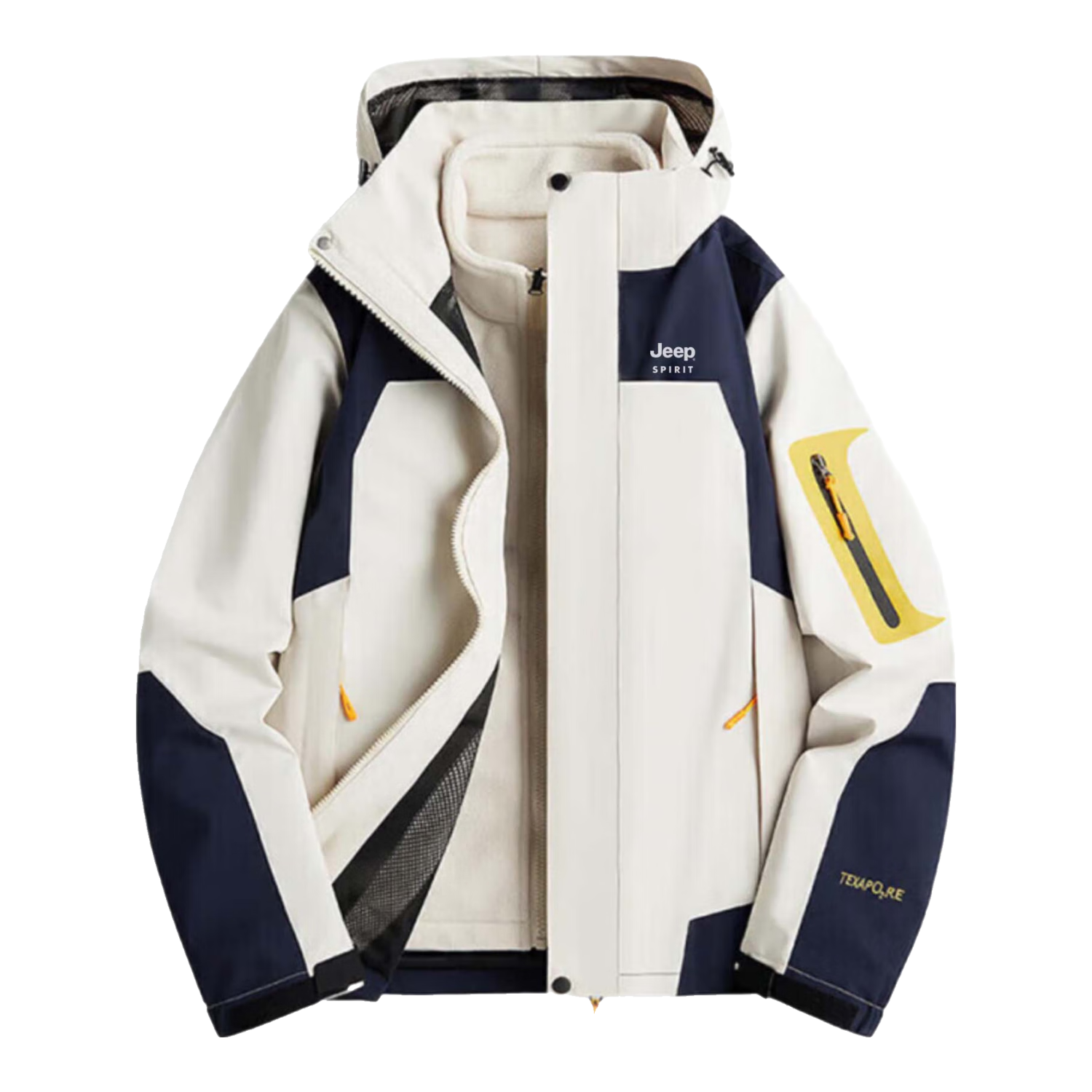 JEEP SPIRIT吉普 冲锋衣男情侣款秋冬三合一加厚两件套防风防水保暖棉服外套 552/冲锋衣男白色 XL