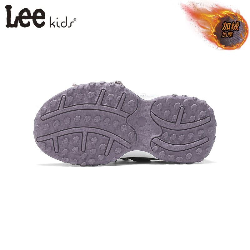 LEE KIDS童鞋2025秋冬季加绒儿童运动鞋女童防滑跑步鞋男大童耐磨休闲鞋 紫灰【加绒】 36 【内长23.2cm适合脚长22.2-22.7cm】