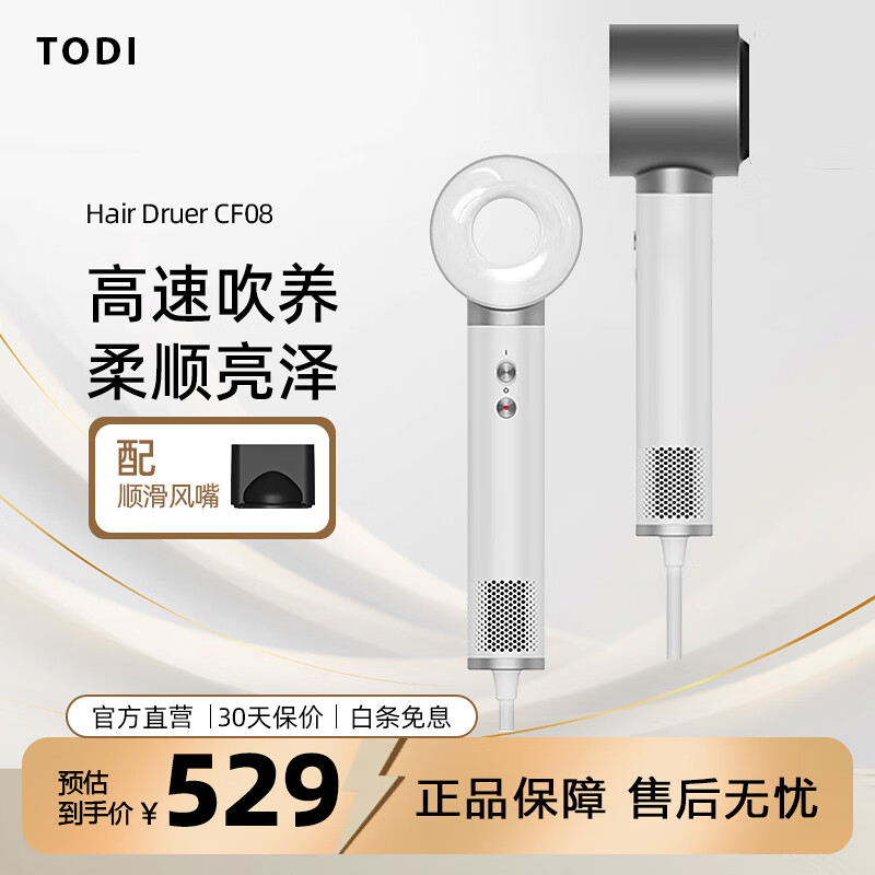 TODI高速吹风机 护发速干负离子电吹风 家用不伤发吹风筒尊享版 生日礼物送女友 月沙流银