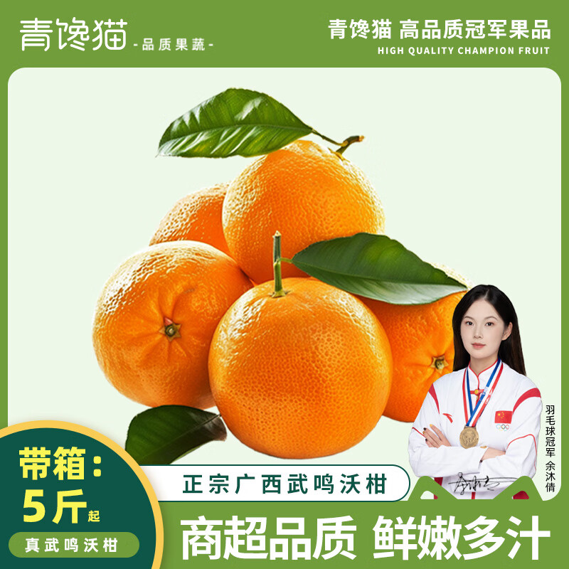 青馋猫正宗广西武鸣沃柑产地现摘现发当季水果新鲜沃柑纯甜蜜桔柑橘整箱 带箱5斤-超值装【65-70mm】