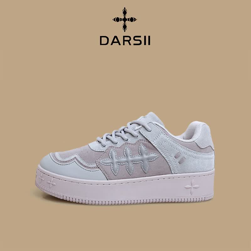 DARSII香港达斯休闲鞋春季新款百搭舒适防滑耐磨低帮板鞋男女运动休闲鞋 摩卡灰 38