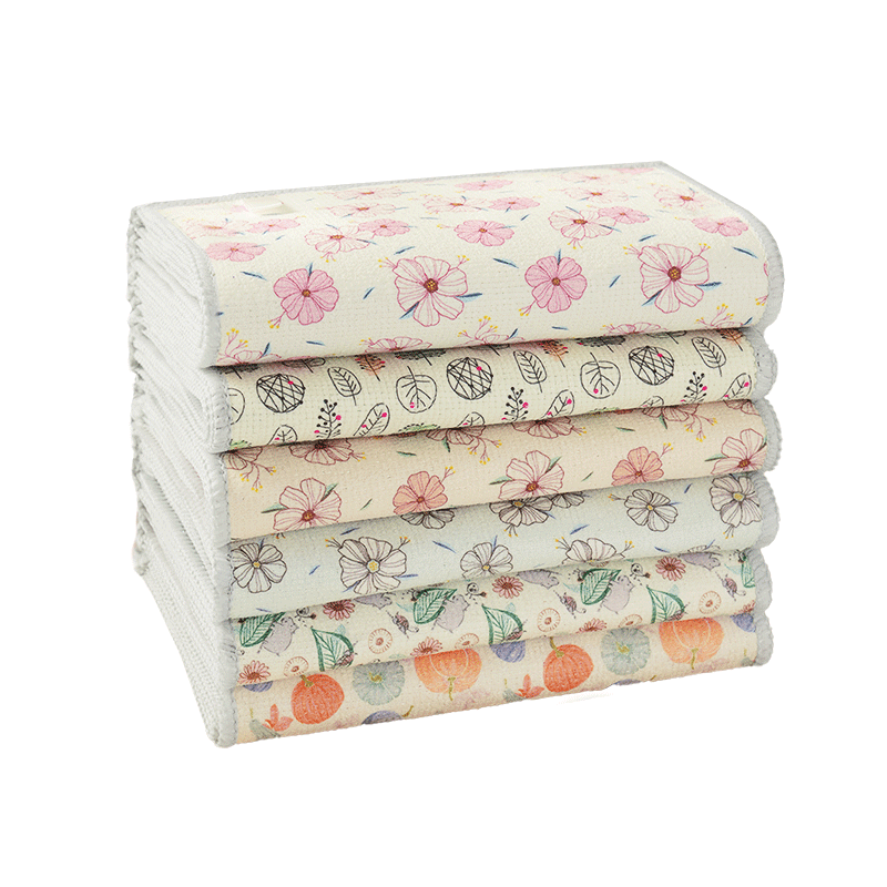 独特印花抹布洗碗布不沾油厨房专用吸水不掉毛家用清洁百洁布*5