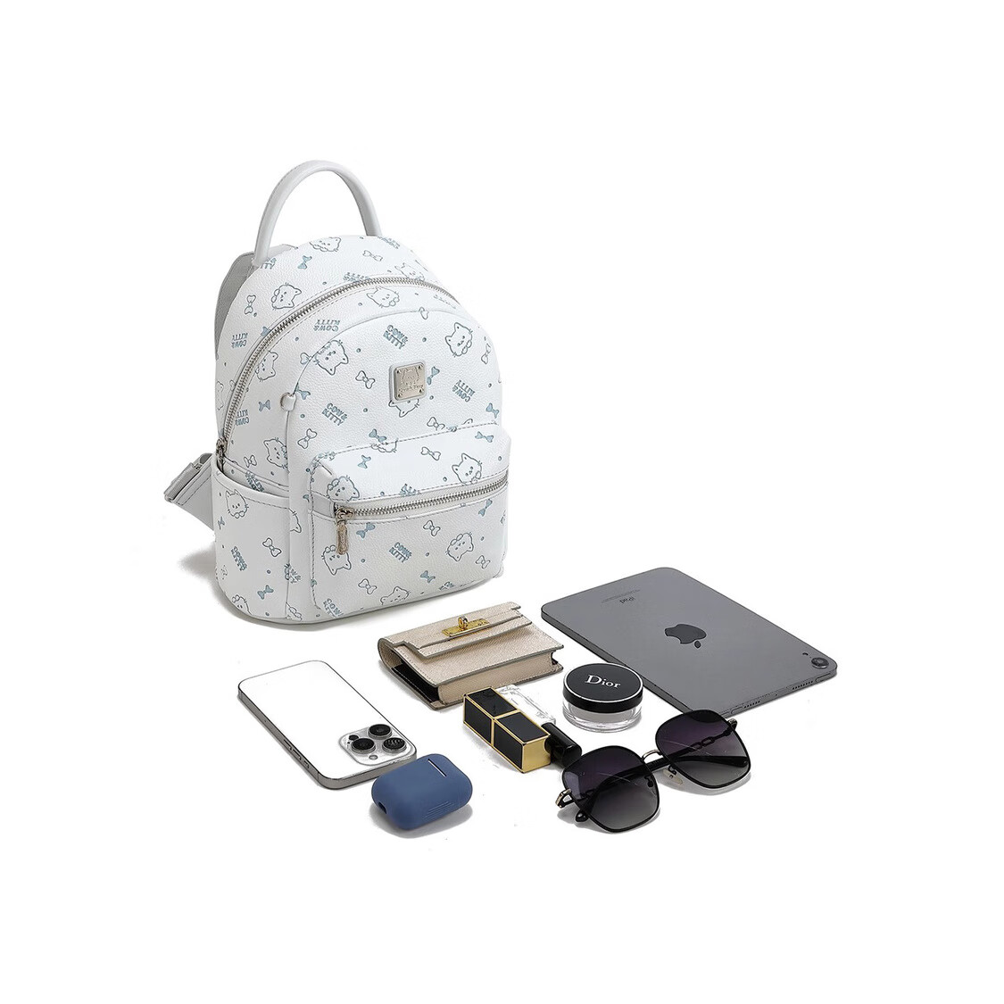 COW&KITTY【女神节】礼物时尚百搭双肩包女小众设计少女休闲校园Kitty背包 蓝色赠礼盒【小号】