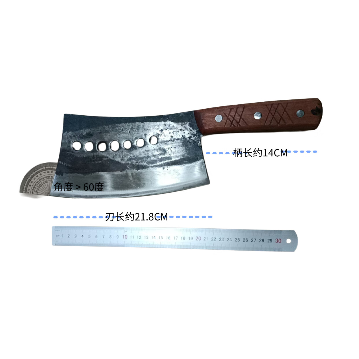 手工锻打七星斩骨刀卖肉专用刀砍骨刀商用猪脚刀剁骨刀锻打不崩口 约5斤-重型商用斩牛大骨【七星斩骨刀】