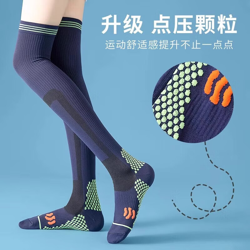 LUCYLEE美国静脉曲张祙医用弹力袜久站坐护小腿男女运动健身过膝长压力袜 【1双装】藏青 S/M女款【35-39码】