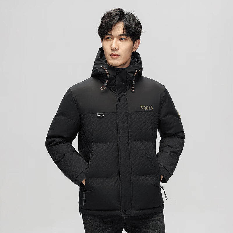 THE URBAN NICE官方品牌连帽羽绒服男冬季新款休闲商务加厚保暖90%白鸭绒面包服 奢华黑【新国标90%白鸭绒】-迷彩款 -官方正品 4XL 码【体重 建议175-190斤】