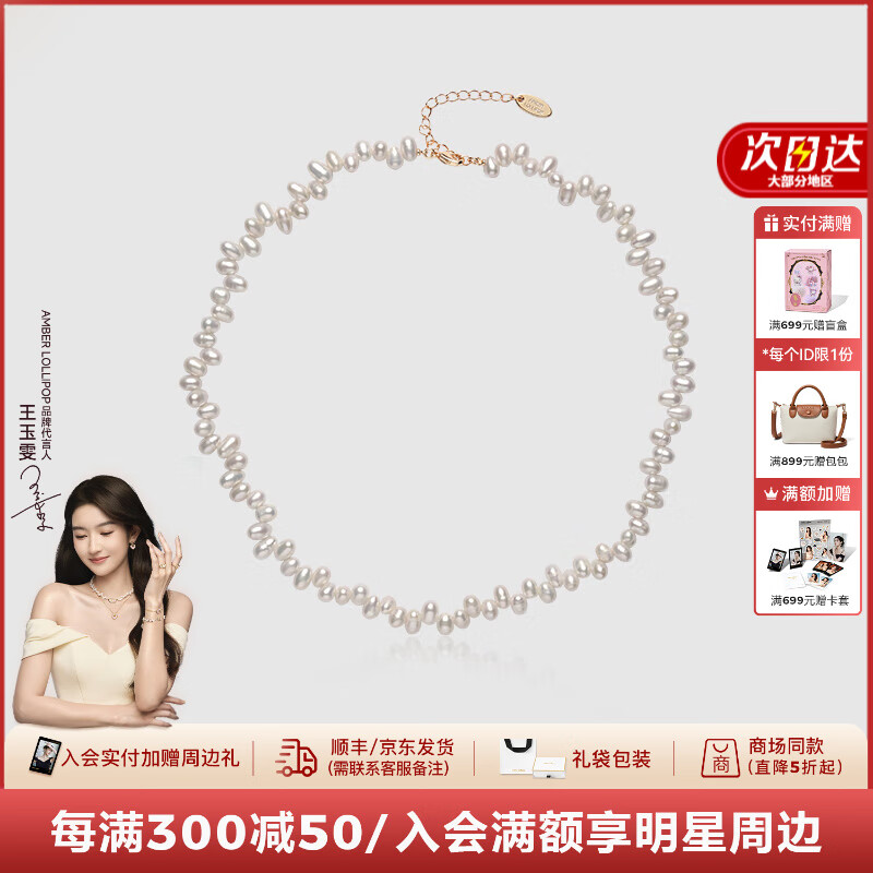 Amber Lollipop王玉雯同款珍珠项链女小米珠颈链女周年纪念日生日礼物送女友老婆 珍珠白